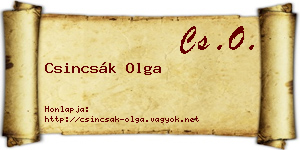 Csincsák Olga névjegykártya